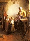 Interior Canvas Paintings - A Family in an Interior